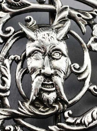 Antique Silver Belt Buckle - Devil's Head